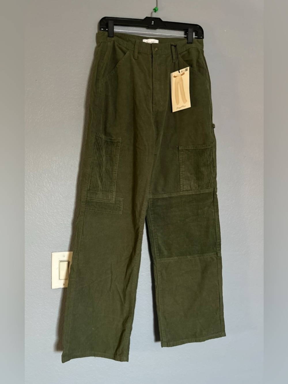 NWT ANGEL KISS OLIVE GREEN CORDUROY CARGO PANTS